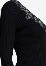 Self-Portrait Lace V-neck Top Black