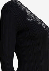 Self-Portrait Lace V-neck Top Black