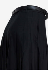 Self-Portrait Long Pleated Skirt Black