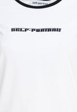 Self-Portrait Logo Print Cropped T-shirt White PF25-109T-WWHITE_4d5bd96f-397b-4461-8bcf-e9eb944bcf51