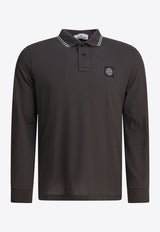 Stone Island Compass Patch Long-Sleeved Polo T-shirt Gray 2200006S0018V0062_82586