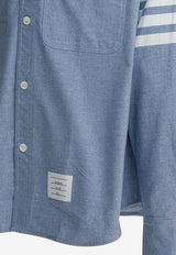 Thom Browne Logo-Patched Buttoned Shirt Blue