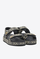 Tory Burch Kira Sports Monogram Slingback Flat Sandals Navy 155154430_81937