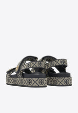 Tory Burch Kira Sports Monogram Slingback Flat Sandals Navy 155154430_81937