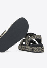 Tory Burch Kira Sports Monogram Slingback Flat Sandals Navy 155154430_81937