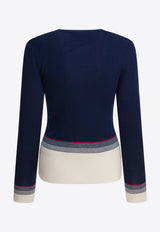 Valentino Essential Chez Logo Wool Cardigan Blue 7B3KA12A9GQ0W6_82910