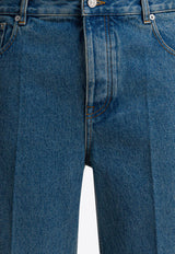 Studded Straight-Leg Washed Jeans