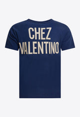 Valentino Chez Logo Printed T-shirt Blue 7V3MG17EAYDAEW_3ea106de-c753-4375-a369-2d5c2fdf873b