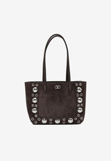 Valentino Mini Nellcôte Studded Suede Tote Bag Brown 7W2B0R89JET0TO_82848