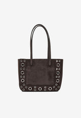 Valentino Mini Nellcôte Studded Suede Tote Bag Brown 7W2B0R89JET0TO_82848