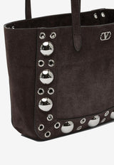 Valentino Mini Nellcôte Studded Suede Tote Bag Brown 7W2B0R89JET0TO_82848