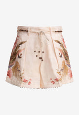 Zimmermann Ascension Printed Mini Shorts Pink 4557ASS253CRMPLMFLO_81627