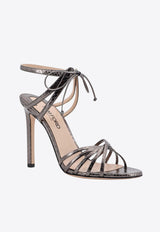 Tom Ford Angelica 105 Embossed Leather Sandals W3496-EAY001N 1G001 Silver
