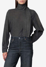 Our Legacy Wool-Blend Blouse with Neck-Scarf Gray W4252VDCO/R_OLEGA-DL