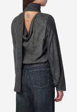 Our Legacy Wool-Blend Blouse with Neck-Scarf Gray W4252VDCO/R_OLEGA-DL