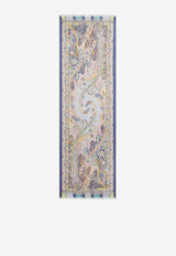 Etro Floral Leafy Printed Silk Scarf Blue WATA0005-AS262 S9001