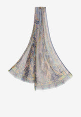 Etro Floral Leafy Printed Silk Scarf Blue WATA0005-AS262 S9001