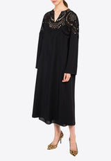 Valentino Broderie Anglaise Midi Dress Black WB3VAVT86GQ 0NO