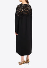 Valentino Broderie Anglaise Midi Dress Black WB3VAVT86GQ 0NO