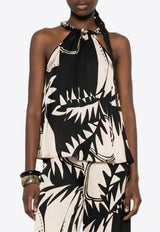 Poupette St Barth Flora Printed Halterneck Top Monochrome WCER26DVSOSK_BLACK WHIT