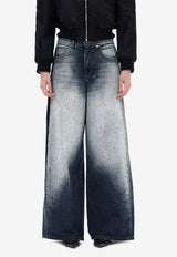 WE11-DONE Rhinestone Embellished Wide-Leg Jeans Navy WD-DP3-25-360-W-NV_NAVY