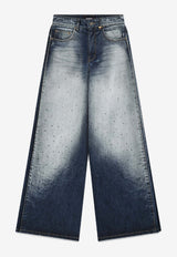 WE11-DONE Rhinestone Embellished Wide-Leg Jeans Navy WD-DP3-25-360-W-NV_NAVY