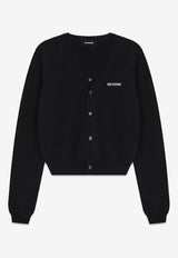 WE11-DONE Layered V-neck Cropped Cardigan Black WD-KC2-25-607-W-BK_BLACK