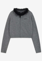 WE11-DONE Feathered Wool Cardigan Gray WD-KC3-25-602-W-GY_GREY