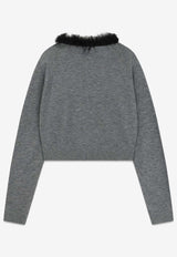 WE11-DONE Feathered Wool Cardigan Gray WD-KC3-25-602-W-GY_GREY