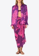 Poupette St Barth Eileen Printed Long-Sleeved Shirt Purple WE1R26BVSHBP_PURPLE
