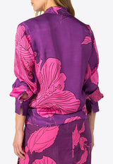 Poupette St Barth Eileen Printed Long-Sleeved Shirt Purple WE1R26BVSHBP_PURPLE