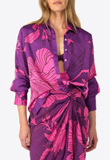 Poupette St Barth Eileen Printed Long-Sleeved Shirt Purple WE1R26BVSHBP_PURPLE