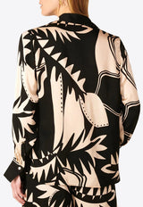Poupette St Barth Eileen Printed Long-Sleeved Shirt Monochrome WE1R26BVSOSK_BLACK WHIT