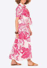 Poupette St Barth Eren Floral Midi Dress Pink WE2R26LCPRWP_PINK