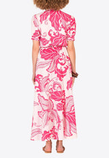 Poupette St Barth Eren Floral Midi Dress Pink WE2R26LCPRWP_PINK