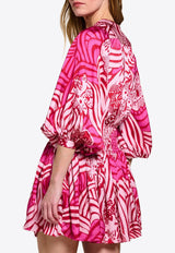 Poupette St Barth Colleen Printed Satin Mini Dress Pink WENR26NVSJPP_PINK MULTI