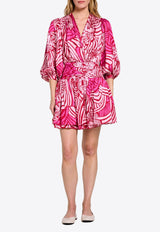 Poupette St Barth Colleen Printed Satin Mini Dress Pink WENR26NVSJPP_PINK MULTI