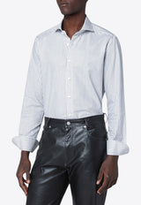 XACUS Travel Long-Sleeved Striped Shirt Gray WF520ML91810/R_XACUS-006