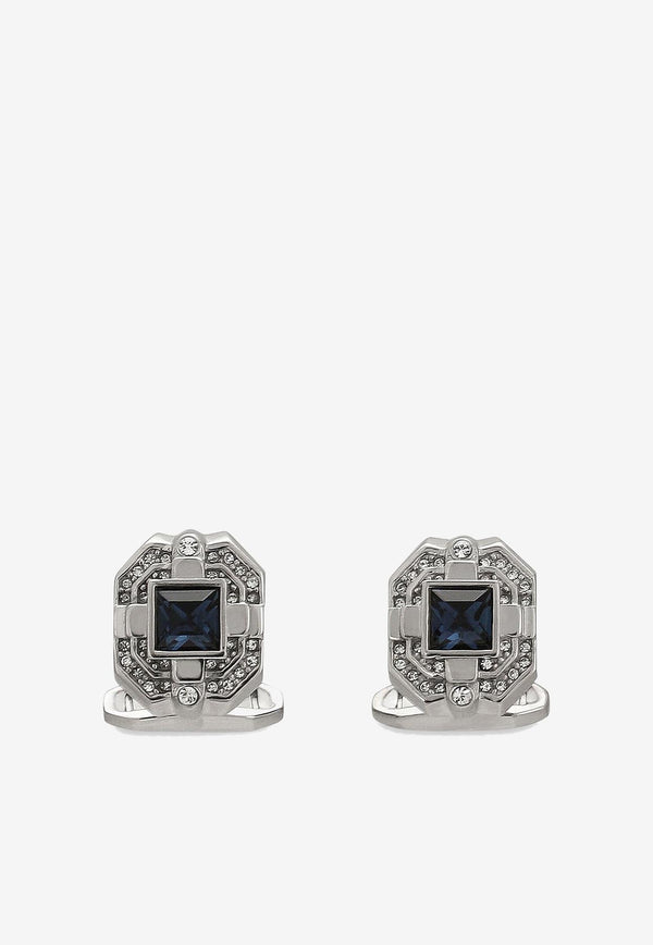Dolce & Gabbana Crystal-Embellishment Cufflinks WFMS1A W1WCL B0065 Silver