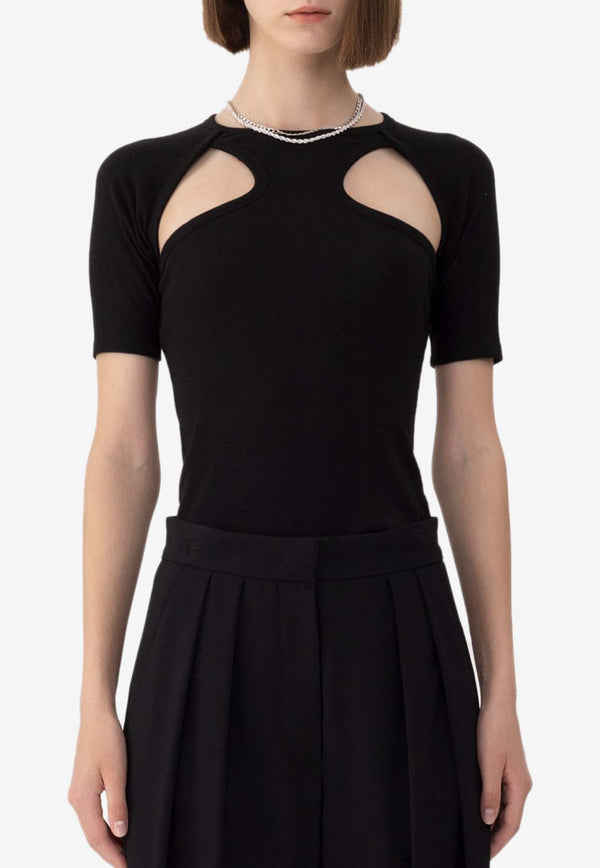 SJYP Cut-Out Short-Sleeved Top Black