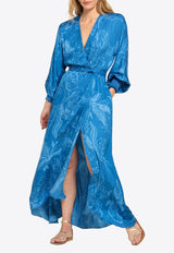 Poupette St Barth Kristen Printed Maxi Dress Blue WK3R26LVSRFU_BLUE