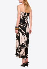 Poupette St Barth Collina Printed Midi Dress Monochrome WL0R26LVSOSK_BLACK WHIT