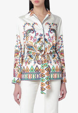 Etro Tweed Belted Jacket White WRCA0122-99SPSI2 X0800