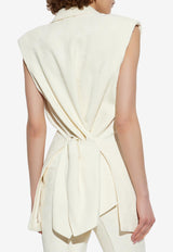 Etro Single-Breasted Gathered Tailored Vest White WRDA0015-99TUDJ1 W0275