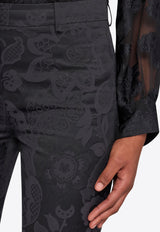 Etro Tonal Floral Jacquard Flared Pants Black WREA0033-99TJEB5 N0000