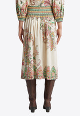 Etro Floral Paisley Print Midi Skirt White WRFA0112-99SP5B8 X0802