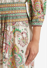Etro Floral Paisley Print Midi Skirt White WRFA0112-99SP5B8 X0802