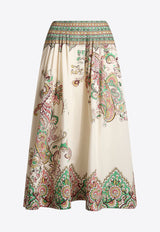 Etro Floral Paisley Print Midi Skirt White WRFA0112-99SP5B8 X0802