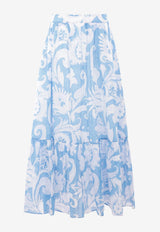 Etro Paisley Print Maxi Skirt Light Blue WRFA0114-99SA5I2 X0807