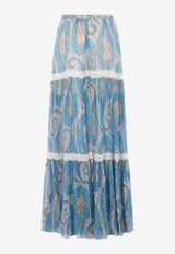 Etro Paisley Silk Ruffled Skirt Multicolor WRFA0183-99SA1O1 X0809